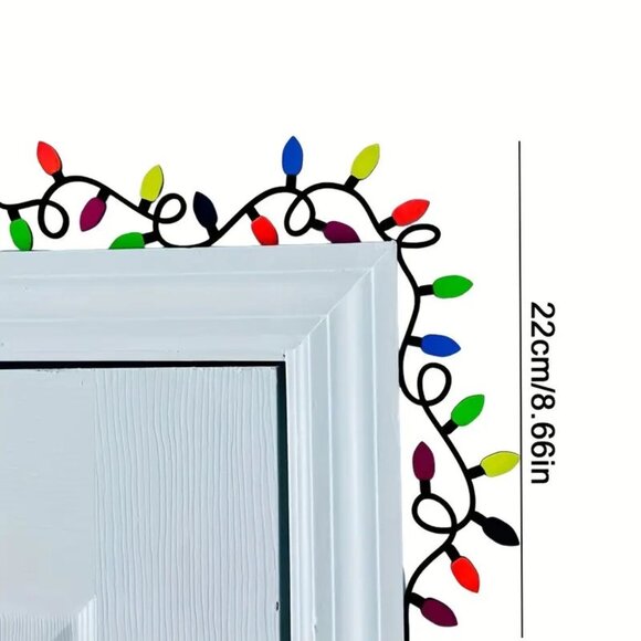 Black Metal Christmas Door Corner Decoration with Colorful Lights 11.8"x11.3" - Picture 2 of 2